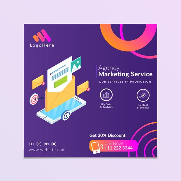 [ai] Marketing business square flyer template Free Vector