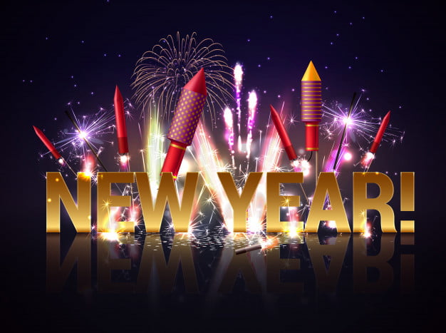 [ai] New year fireworks illustration Free Vector