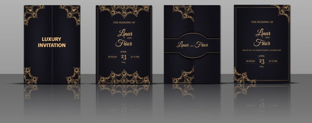 [ai] Set collection wedding invitation card template design Free Vector