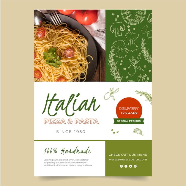 [ai] Vertical flyer template for italian food restaurant Free Vector
