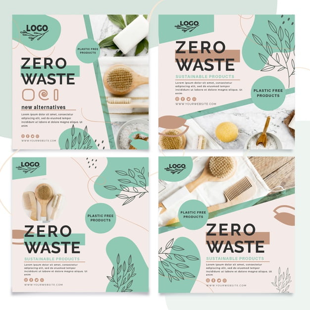 [ai] Zero waste instagram post collection Free Vector
