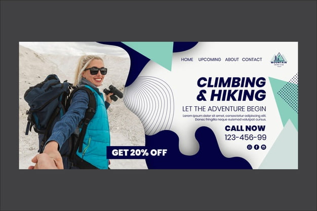 [ai] Climbing and hiking landing page template Free Vector