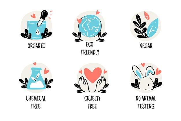 [ai] Cruelty free badge collection Free Vector