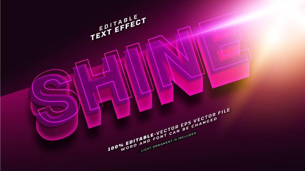 [ai] Editable shine text effect Free Vector