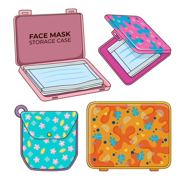 [ai] Face mask storage case collection Free Vector