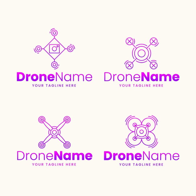 [ai] Flat design drone logo collection Free Vector
