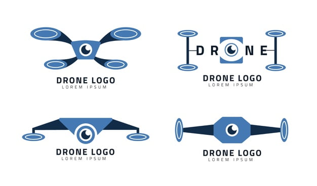 [ai] Flat drone logo collection Free Vector