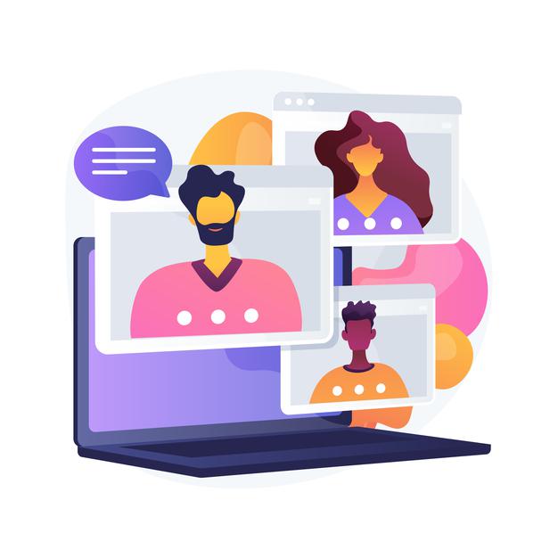 [ai] Online meetup abstract concept vector illustration. conference call, join meetup group, video call online service, distance communication, informal meeting, members networking abstract metaphor. Free Vector