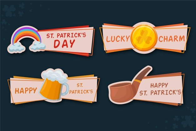 [ai] St patrick day badge collection Free Vector
