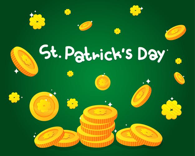 [ai] St. patrick’s day coins golden cartoon illustration Free Vector