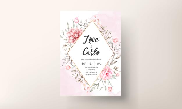 [ai] Elegant wedding invitation card with beautiful floral ornaments Free Vector