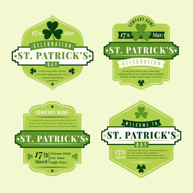 [ai] Flat st. patrick’s day badge collection Free Vector