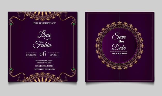 [ai] Luxury wedding invitation cards Free Vector
