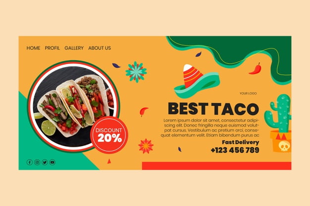 [ai] Mexican food landing page Free Vector