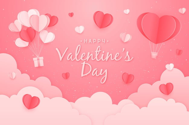 [ai] Valentines day background in paper style Free Vector