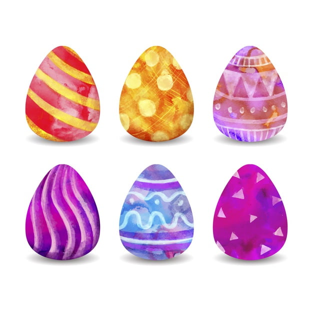 [ai] Watercolor easter eggs collection Free Vector