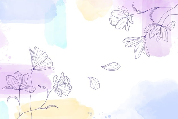 [ai] Watercolor painted background with hand drawn flowers Free Vector