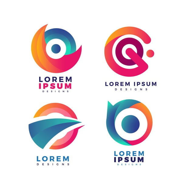 [ai] Colorful gradient o logo collection Free Vector