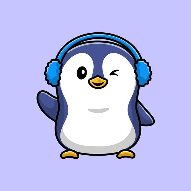 [ai] Cute penguin wearing earmuff, cartoon character Free Vector