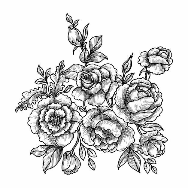 [ai] Decorative floral sketch Free Vector