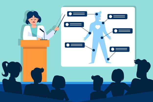 [ai] Flat illustrated medical conference Free Vector
