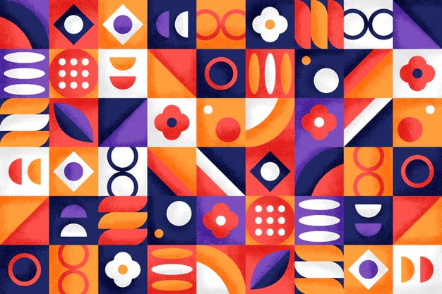 [ai] Geometric background with different shapes Free Vector