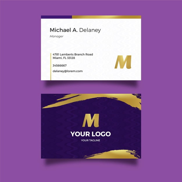 [ai] Gold foil business card template Free Vector