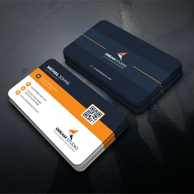 [ai] Orange shape visit card Free Vector
