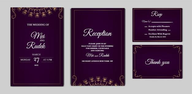 [ai] Set of elegant save the date wedding invitation card Free Vector