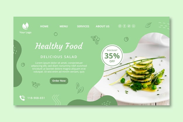 [ai] Bio and healthy food landing page Free Vector