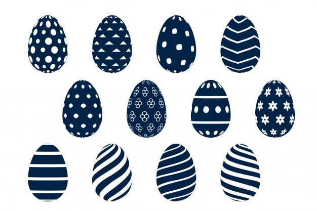 [ai] Collection of sixteen patterned easter eggs designs Free Vector