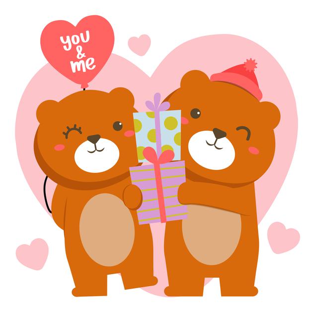 [ai] Couple of romantic bears celebrating saint valentine with gift boxes Free Vector