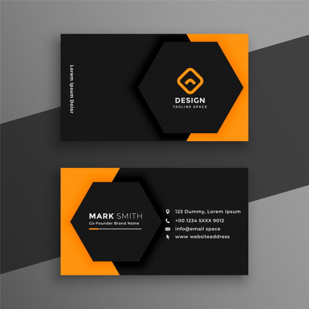 [ai] Elegant minimal black and yellow business card template Free Vector