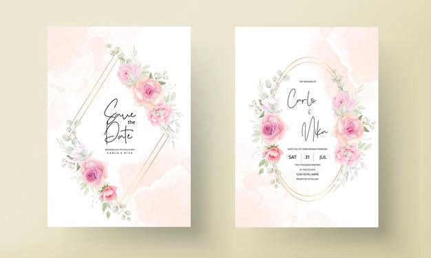 [ai] Elegant soft floral wedding invitation card design Free Vector
