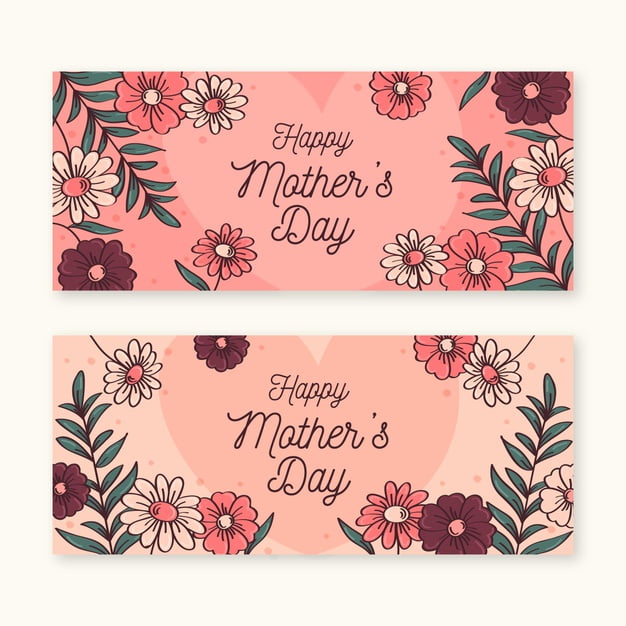 [ai] Floral mother’s day banners set Free Vector