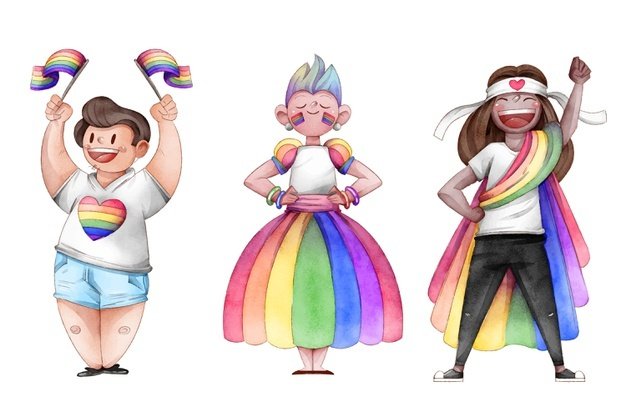 [ai] Hand drawn pride day people collection Free Vector