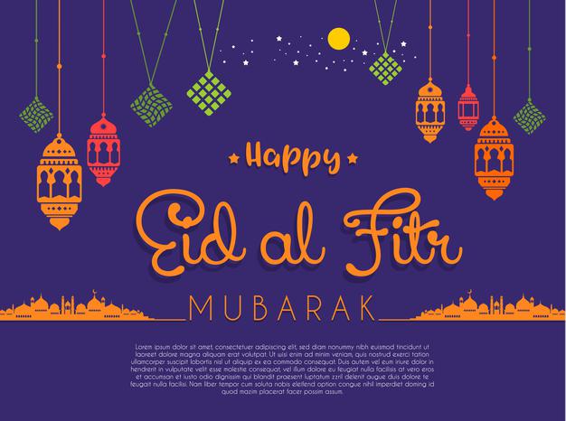 [ai] Happy eid mubarak greeting card Free Vector