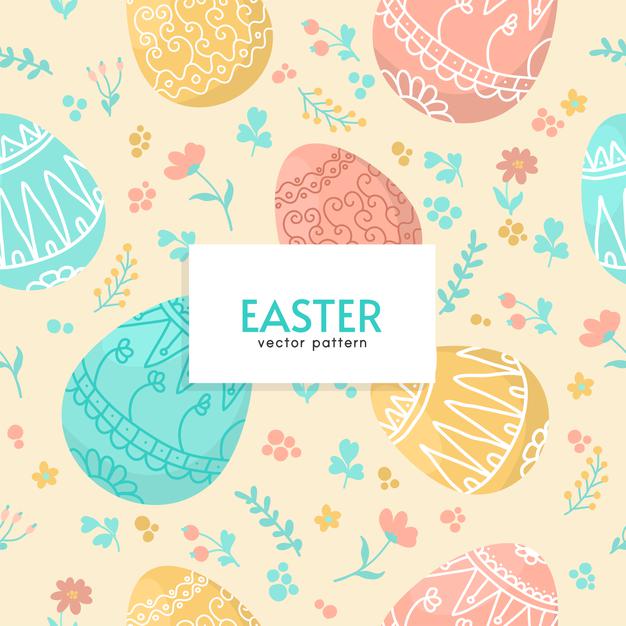 [ai] Seamless pattern with easter eggs in pastel color. Free Vector