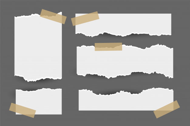 [ai] Set of torn ripped paper sheets with sticker Free Vector
