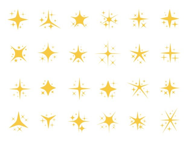 [ai] Sparkling stars. shiny sparks, glitter light star and sparkle elements Free Vector