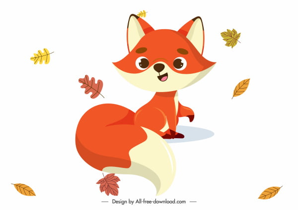 [ai] Autumn design elements cute fox falling leaves sketch Free vector 2.11MB