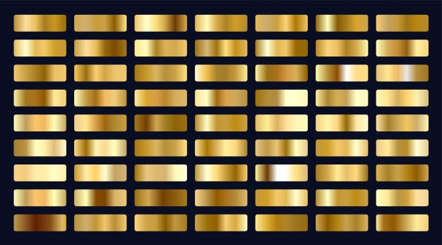 [ai] Big set of metallic gold gradients Free Vector