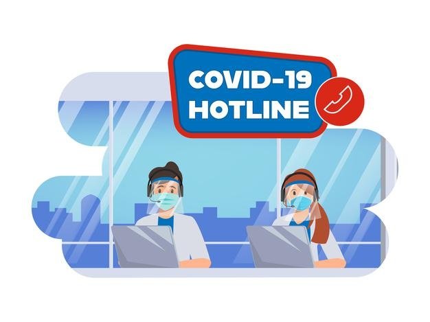 [ai] Call center emergency worker hotline to help and support patient during covid19 disease Free Vector