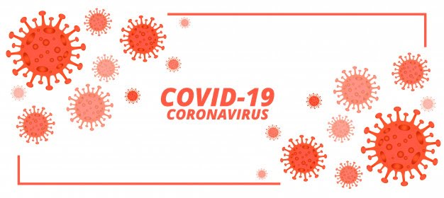 [ai] Covid-19 novel coronavirus banner with microscopic viruses Free Vector