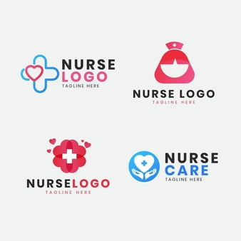 [ai] Flat nurse logo template collection Free Vector