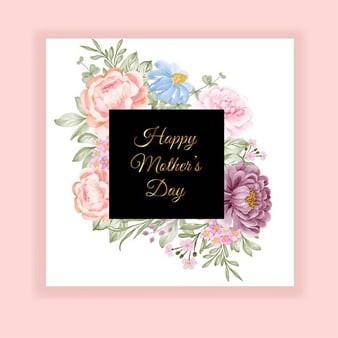 [ai] Happy mother’s day card with beautiful watercolor flower Free Vector