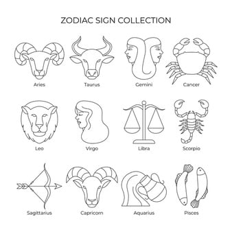 [ai] Linear flat zodiac sign collection illustration Free Vector