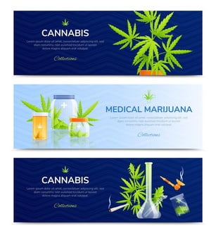 [ai] Medical marijuana horizontal banners set Free Vector