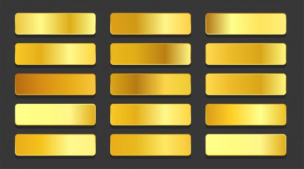 [ai] Yellow gold gradients metallic gradients set Free Vector