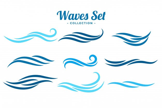[ai] Abstract waves logo concept set of nine Free Vector